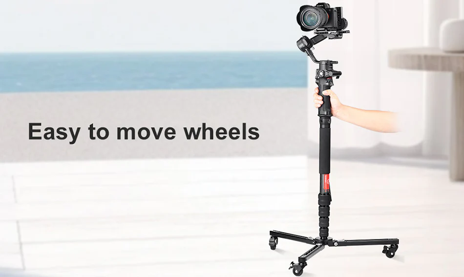 Sunwayfoto T1A20R Dolly – Hjulförsedd plattform för Monopod, 50 kg kapacitet