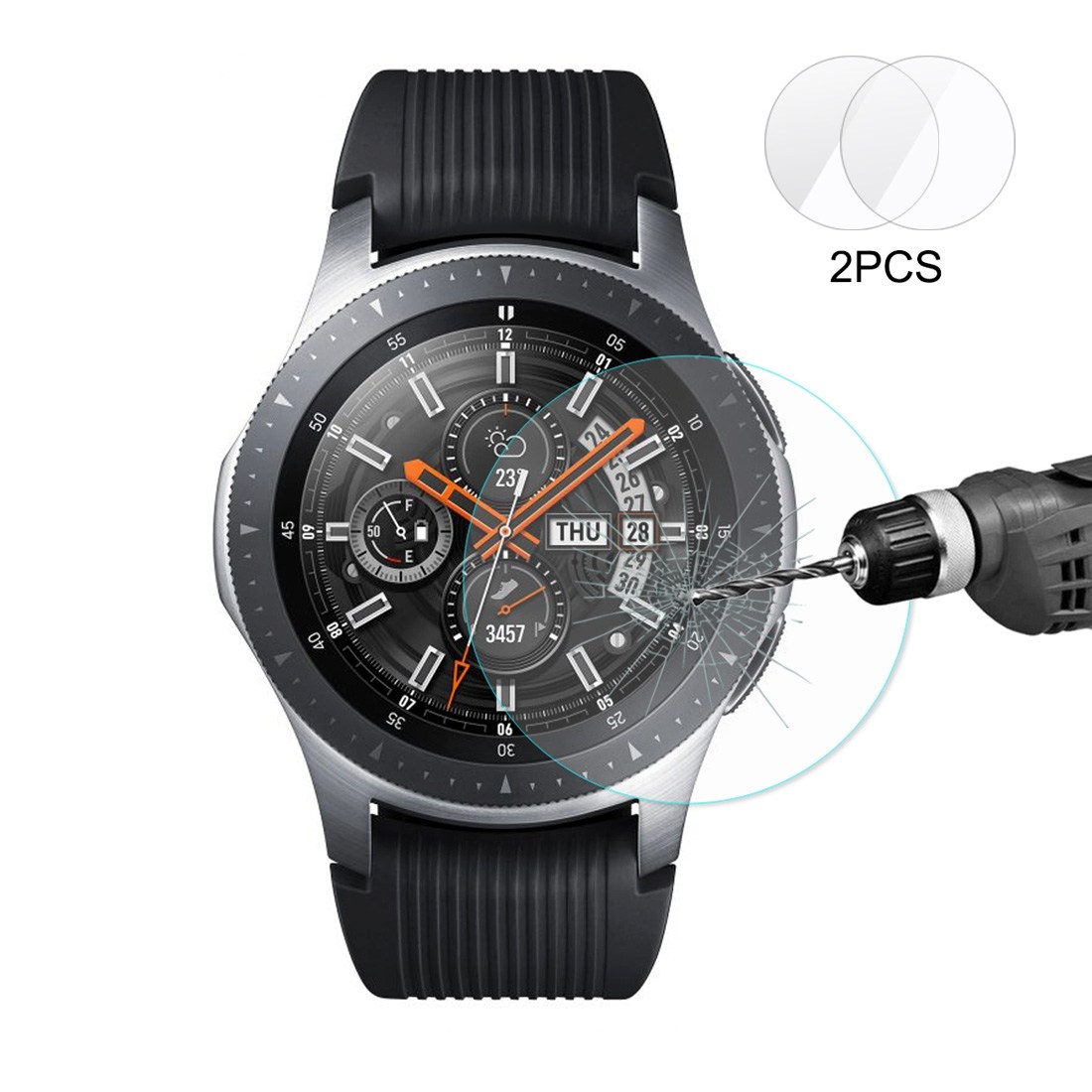 Enkay 2.15D Displayskydd 2st för Galaxy Watch 46mm - Av härdat glas 9H