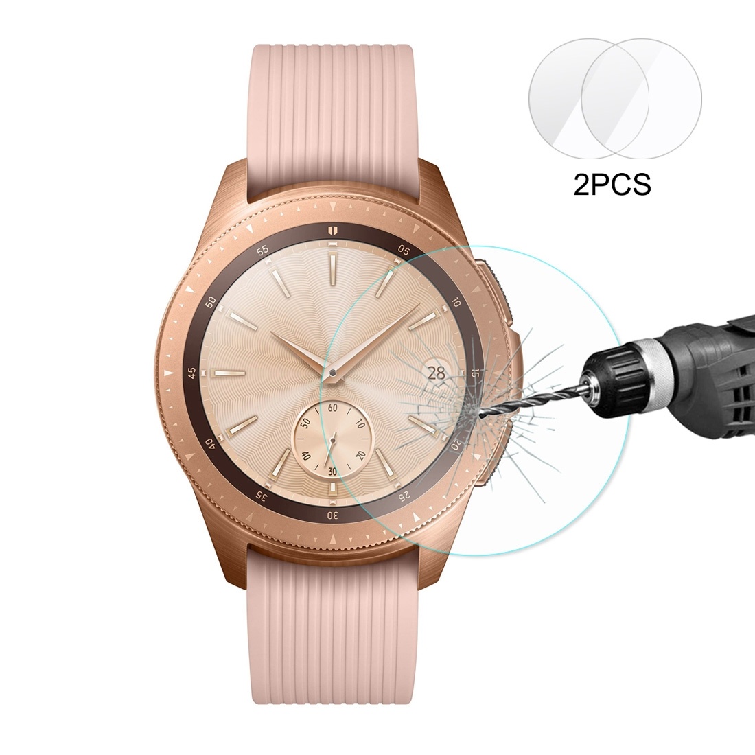 Enkay 2.15D Displayskydd 2st för Galaxy Watch 42mm- Av härdat glas 9H