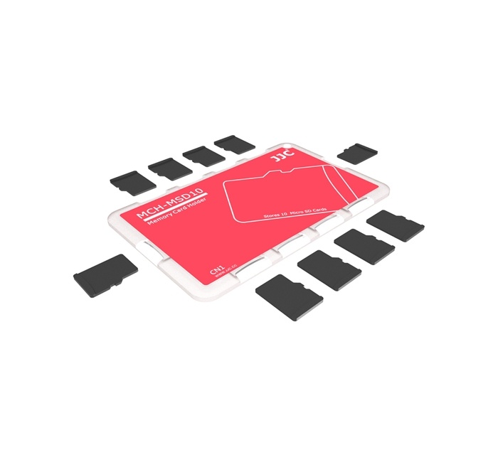  JJC Minneskorthållare röd för 10xMSD kreditkortformat