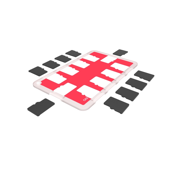  JJC Minneskorthållare röd för 10xMSD kreditkortformat