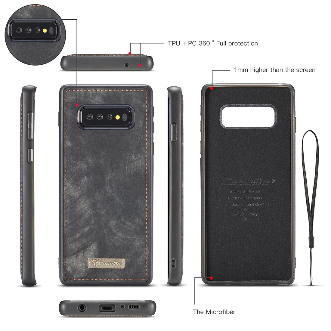 CaseMe för Galaxy S10 Plus - Plånboksfodral med magnetskal