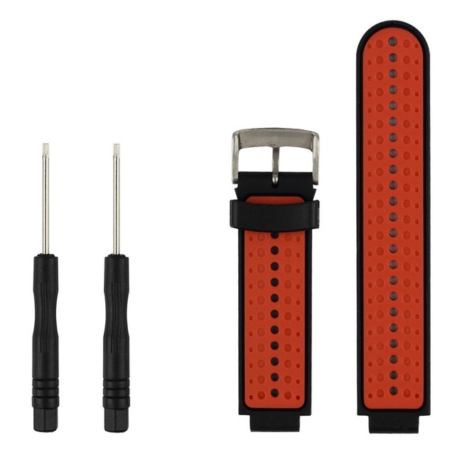 Armband Svart & Röd för Garmin Forerunner 230/ 235/ 620/ 630/ 735XT silikon