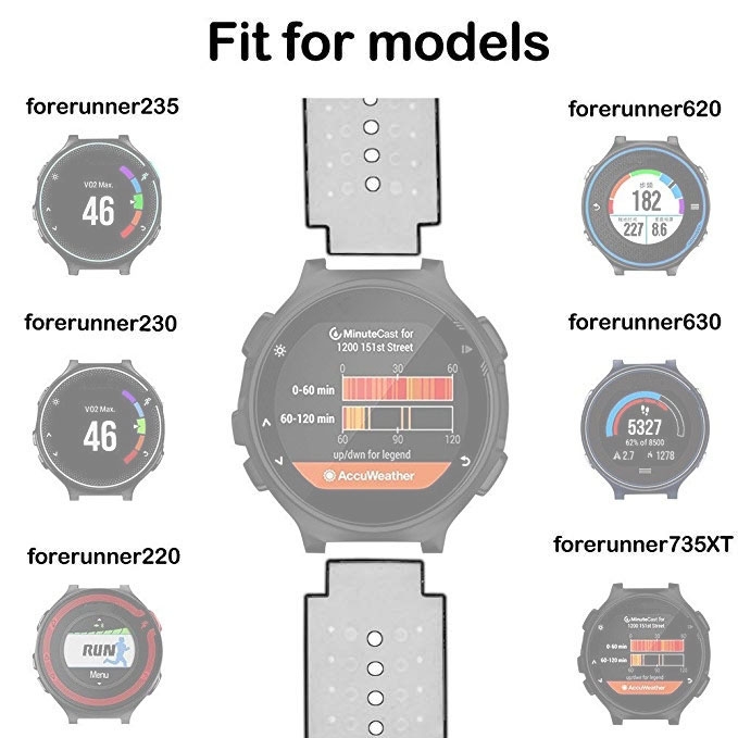 Armband Svart & Röd för Garmin Forerunner 230/ 235/ 620/ 630/ 735XT silikon