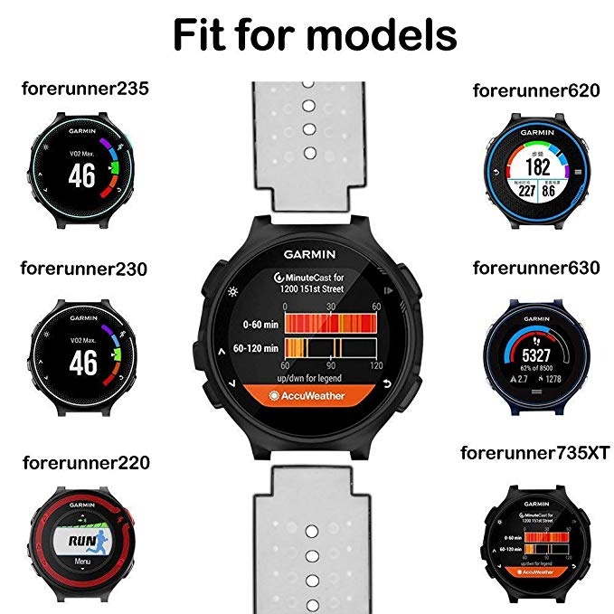 Armband Svart & Grå för Garmin Forerunner 230/ 235/ 620/ 630/ 735XT silikon