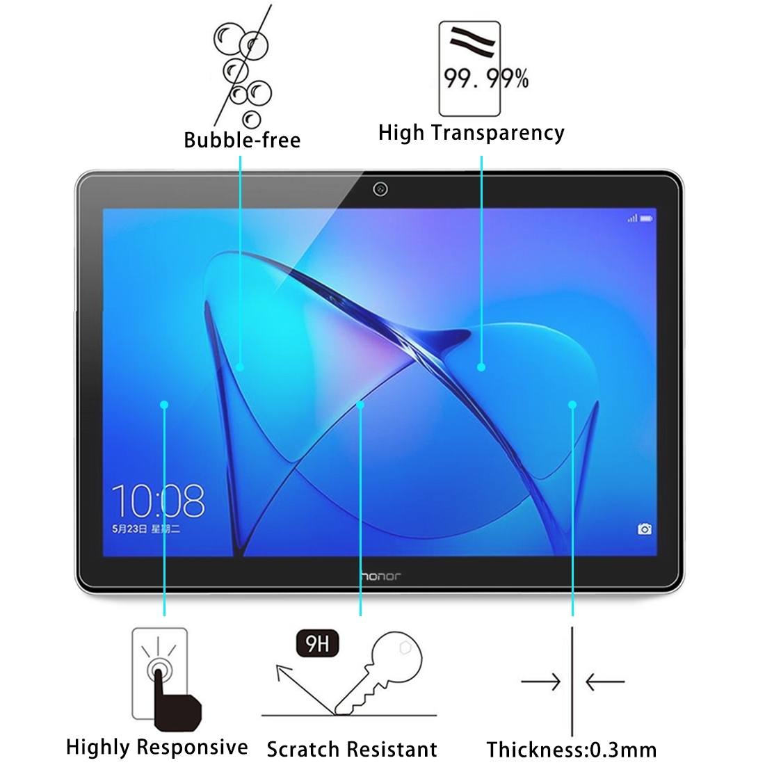 Displayskydd för Huawei Tab T3 10 - Av härdat glas 9H