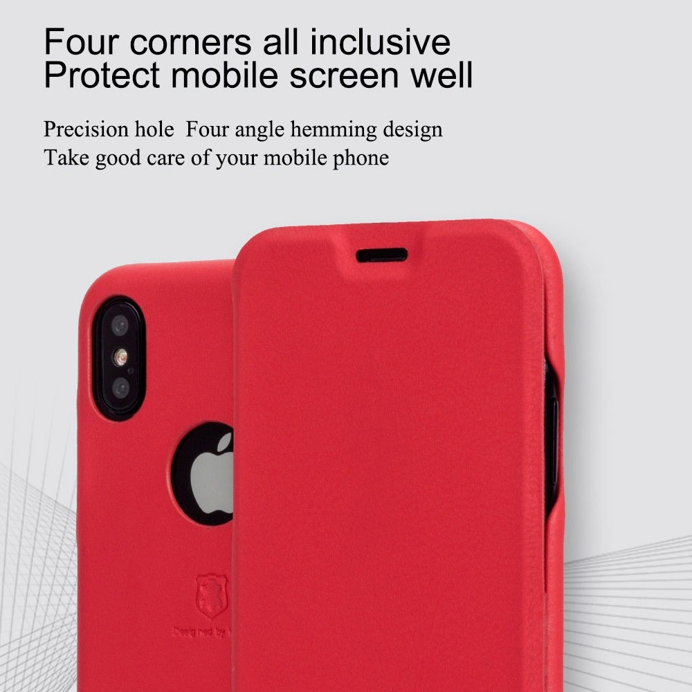 Lenuo Flipfodral för iPhone X - Röd
