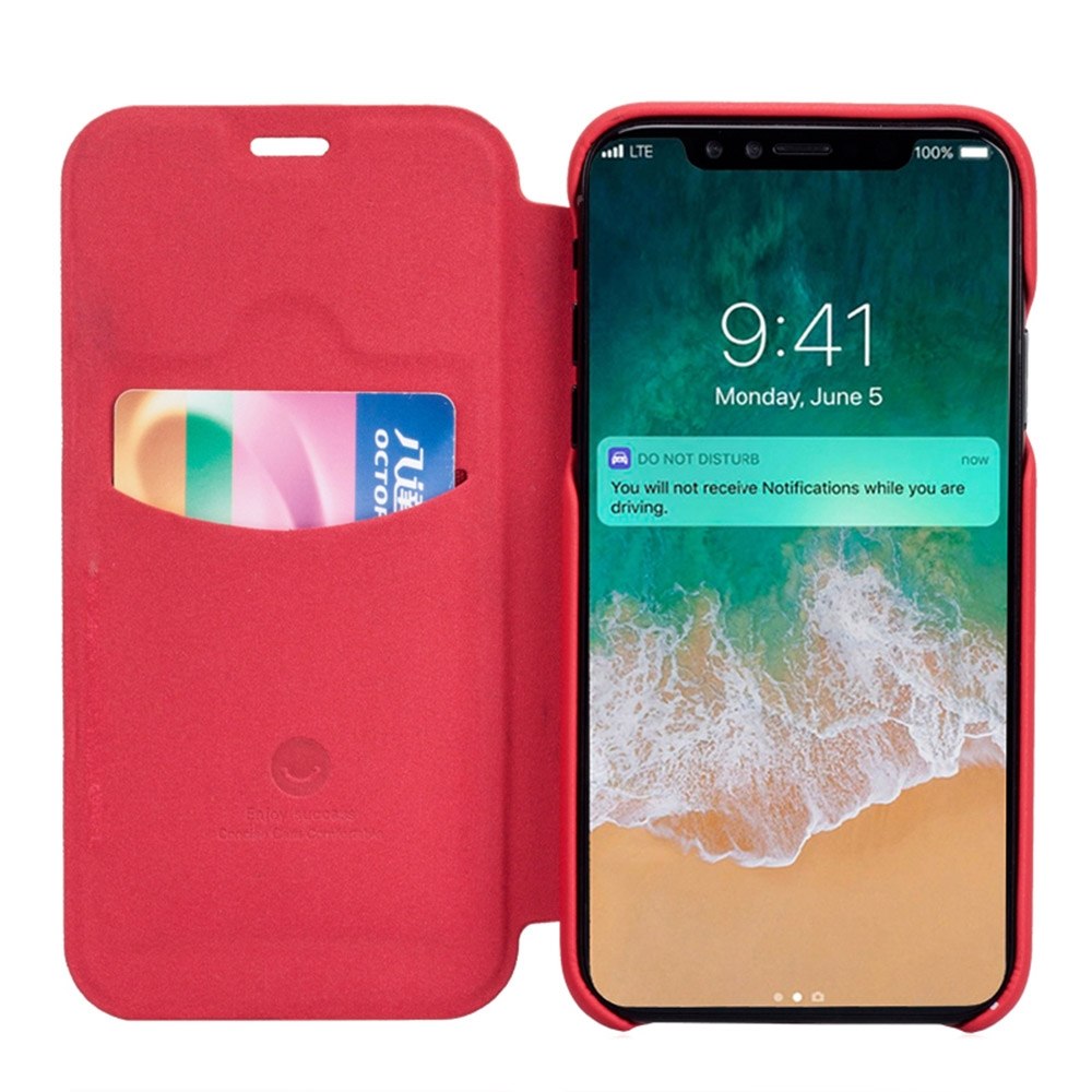Lenuo Flipfodral för iPhone X - Röd
