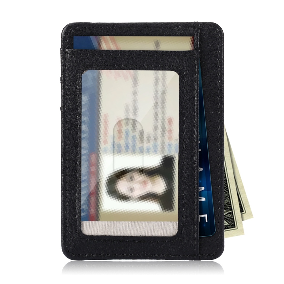 Öppen plånbok med RFID-skydd och plats för ID-kort