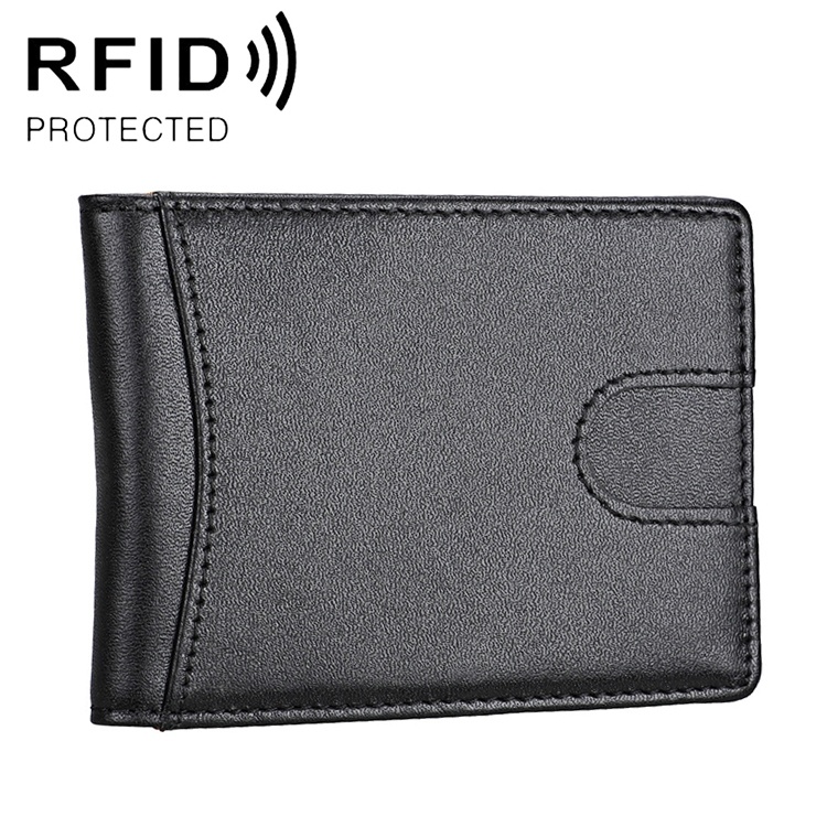  Svart plnbok i kta lder med RFID-Skydd & Sedelklmma