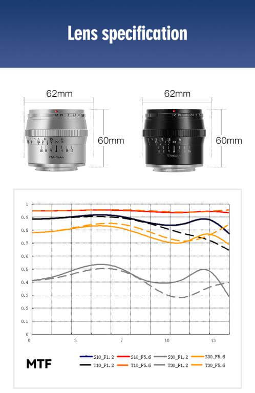  TTArtisan 50mm f/1.2 Objektiv APS-C fr Fujifilm X