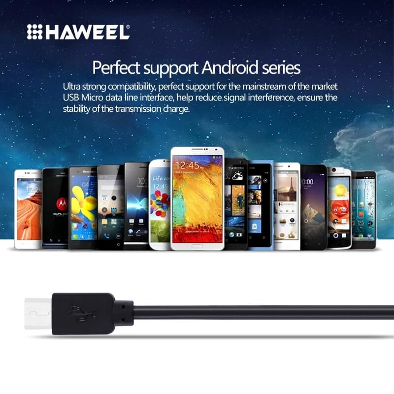  Haweel USB-kabel till Micro USB 3 meter