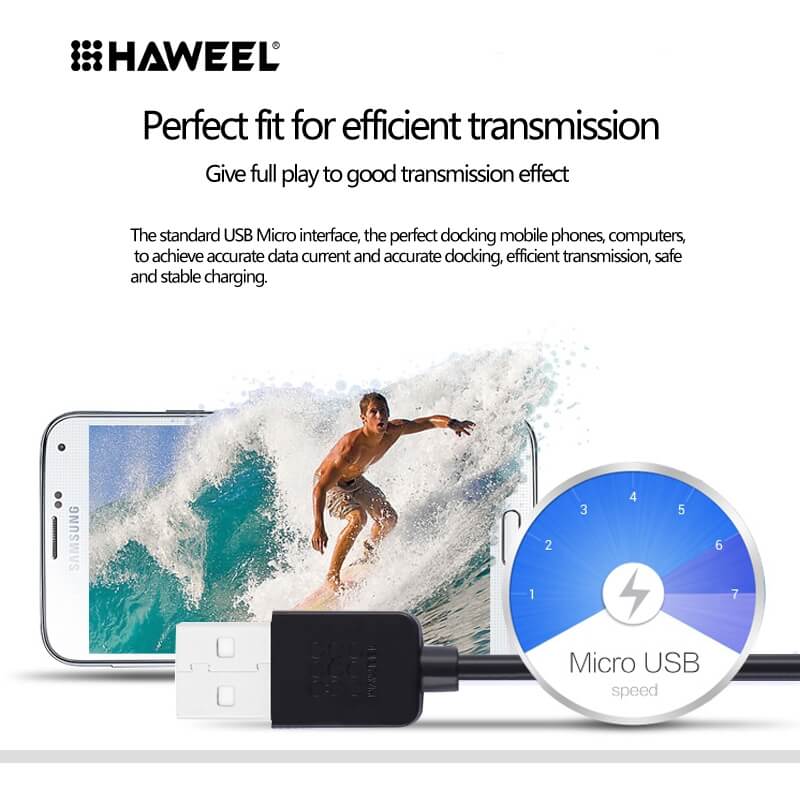 Haweel USB-kabel till Micro USB 3 meter