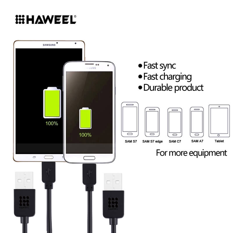 Haweel USB-kabel till Micro USB 3 meter