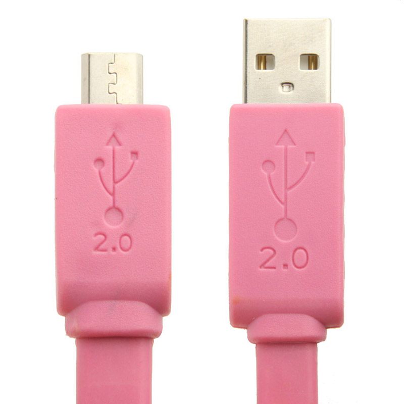 USB-kabel 2.0 till Micro USB 1.5 meter platt kabel Lila