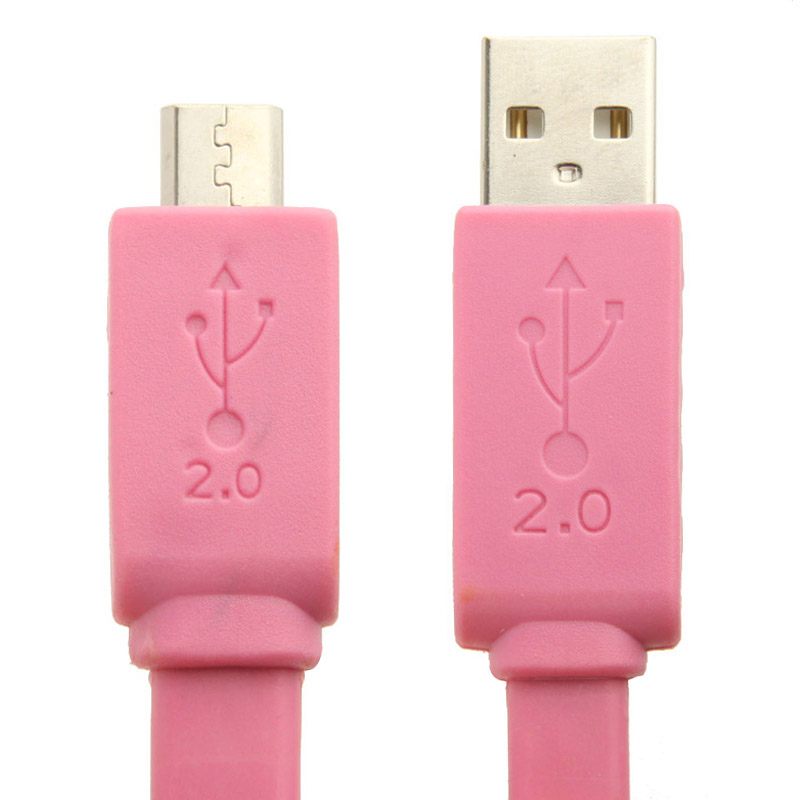  USB-kabel 2.0 till Micro USB 1.5 meter platt kabel Lila