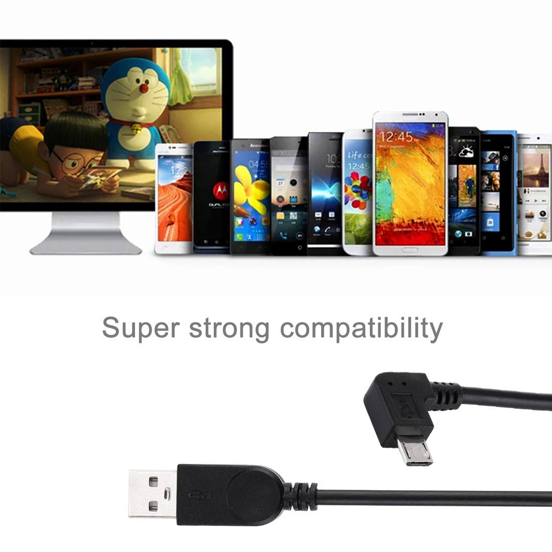 USB-kabel till vinklad Micro USB 0.28 meter