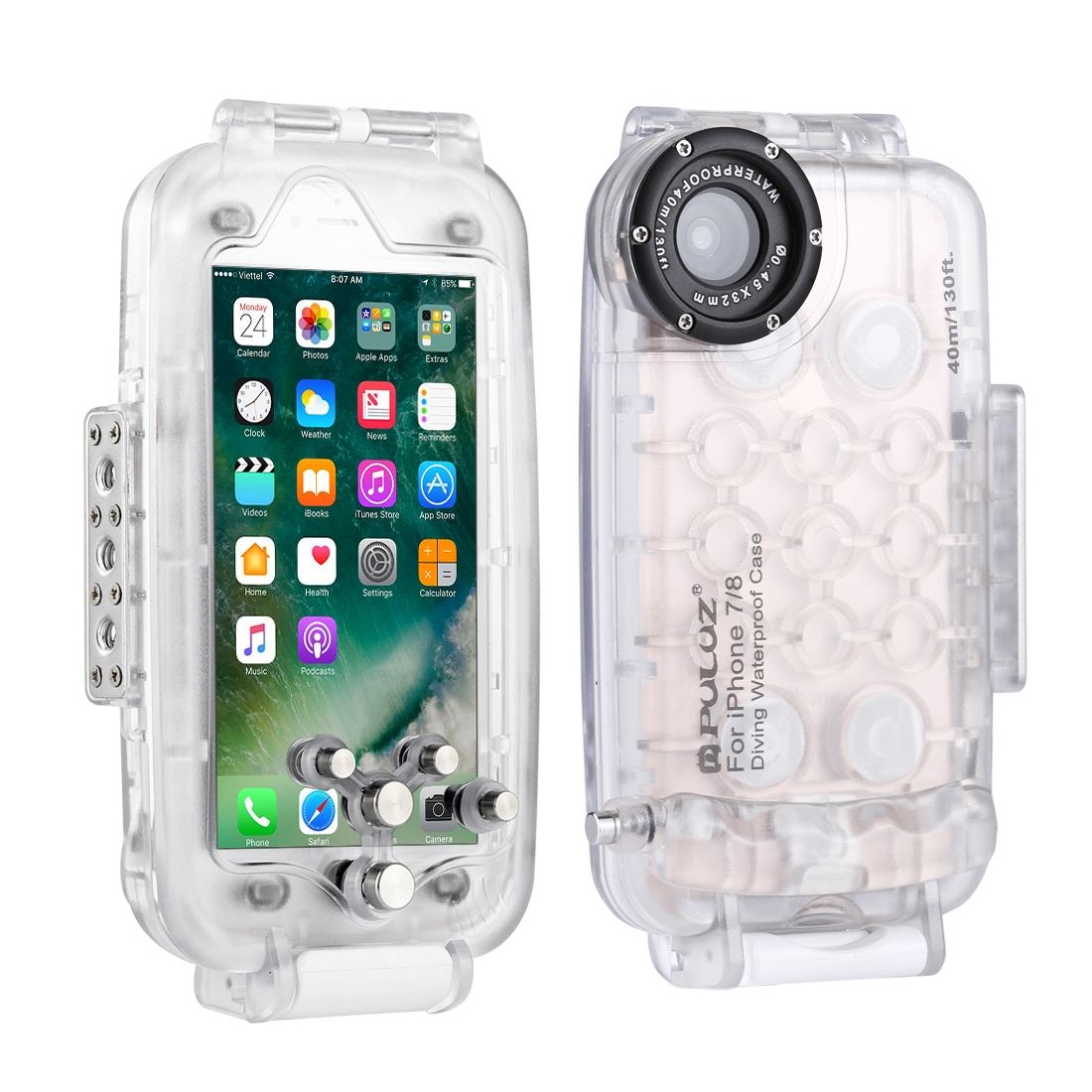 Puluz för iPhone 8 PLUS & 7 PLUS - 40m Vattentät fodral med kamerafunktion
