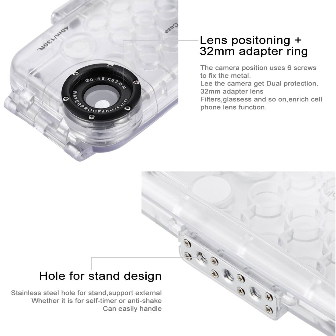 Puluz för iPhone 8 PLUS & 7 PLUS - 40m Vattentät fodral med kamerafunktion