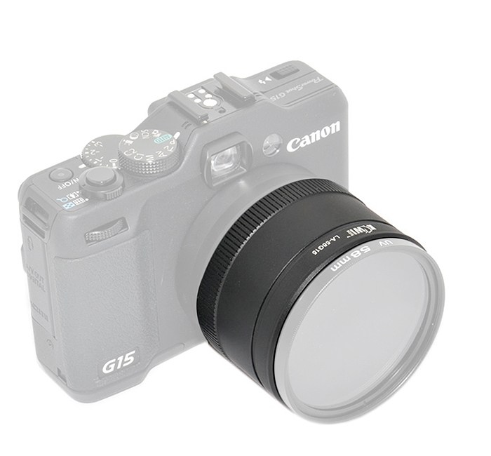 Kiwifotos Filteradapter 58mm för Canon Powershot G15/G16