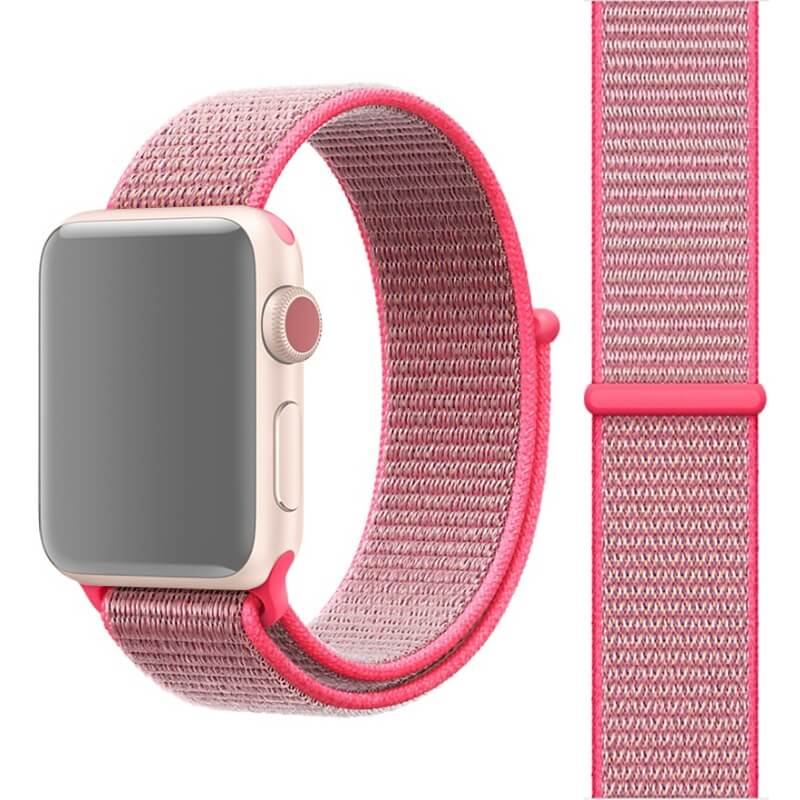Nylonarmband Rosa för Apple Watch 38/40/41mm med kardborreband