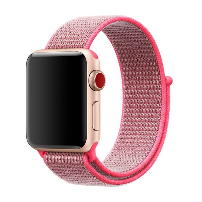 Nylonarmband Rosa för Apple Watch 38/40/41mm med kardborreband