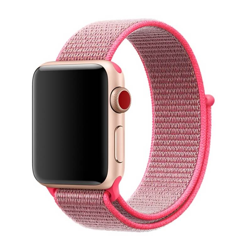  Nylonarmband Rosa fr Apple Watch 38/40/41mm med kardborreband