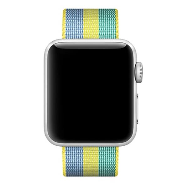  Armband fr Apple Watch 38/40/41mm randig Grn & Gul vvd nylon