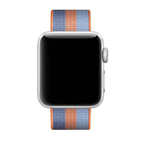 Armband för Apple Watch 38/40/41mm randig Blå & Orange vävd nylon