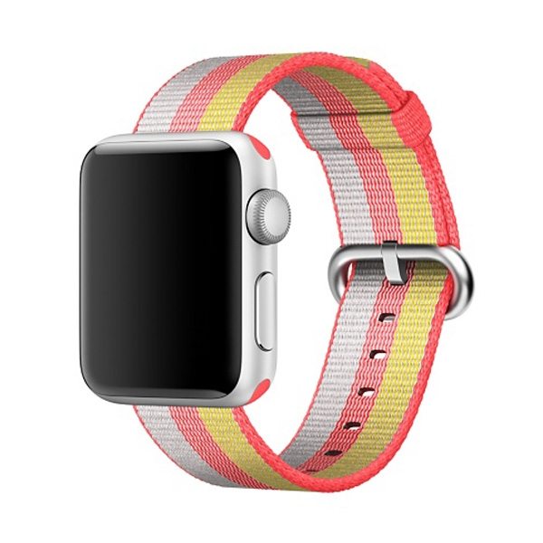  Armband fr Apple Watch 38/40/41mm randig Rd & Gul vvd nylon