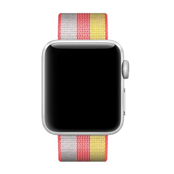  Armband fr Apple Watch 42mm randig vvd Rd & Gul nylon