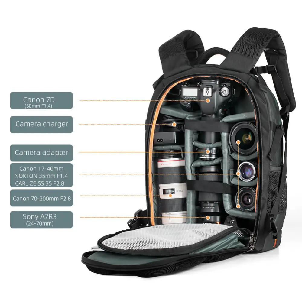 K&F Concept kameraryggsäck IPX4