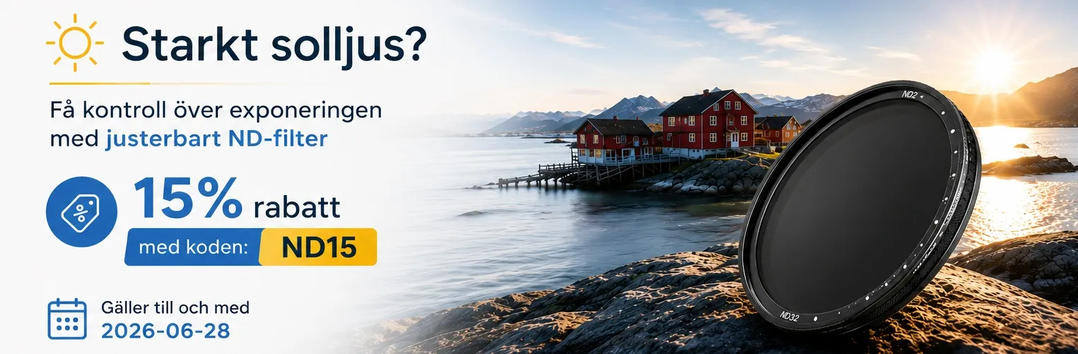 15% rabatt p&aring; justerbara ND-filter