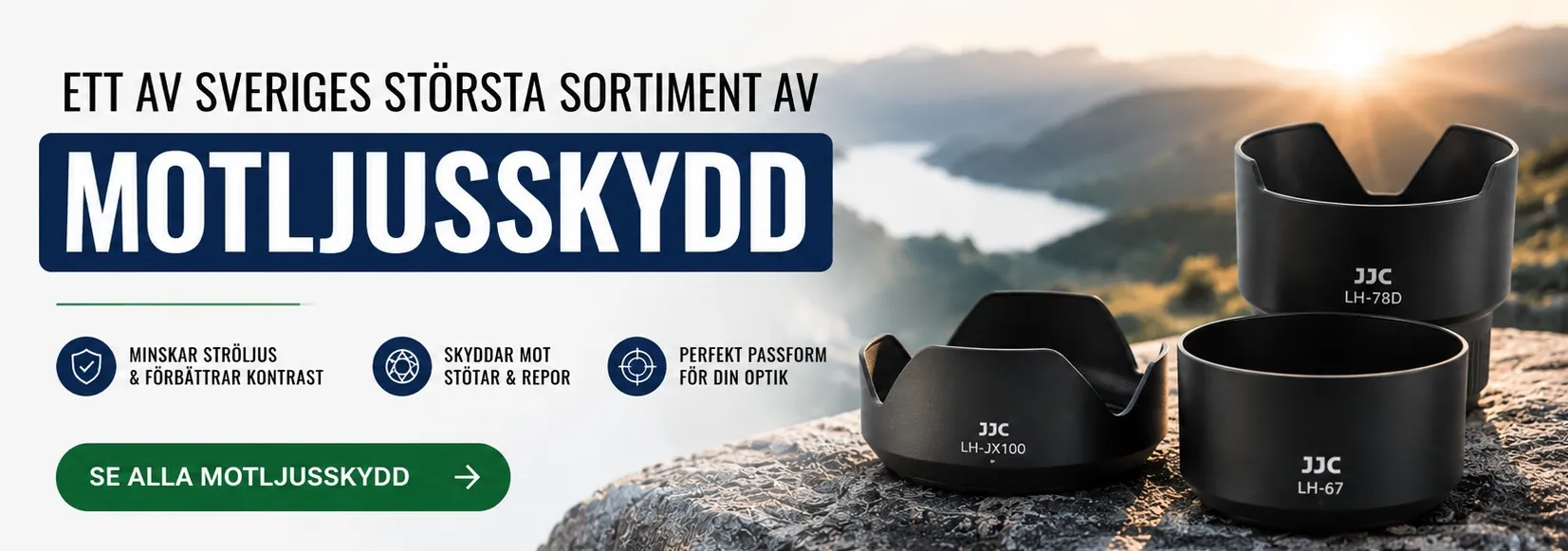 Motljusskydd till kamera och objektiv