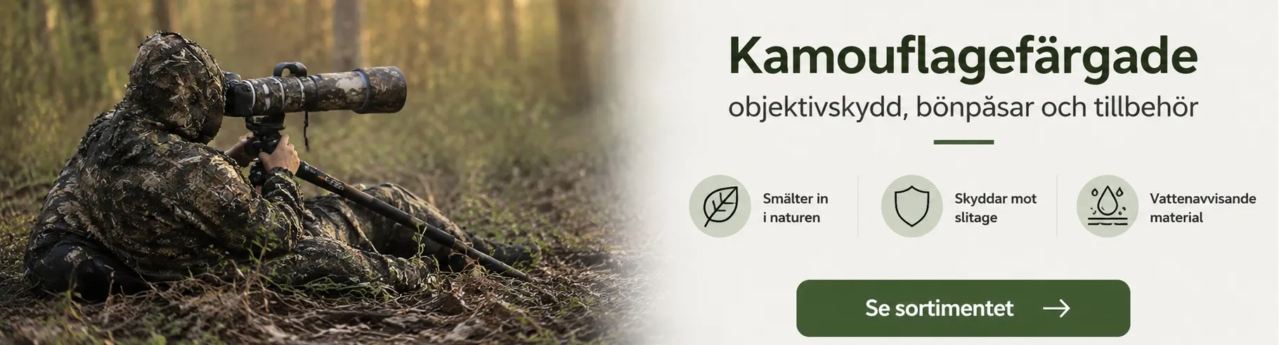 Rolanpro kamouflagef&auml;rgade objektivskydd, b&ouml;np&aring;sar och tillbeh&ouml;r