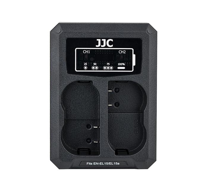 JJC USB-driven dubbel batteriladdare för Nikon EN-EL15, EN-EL15a