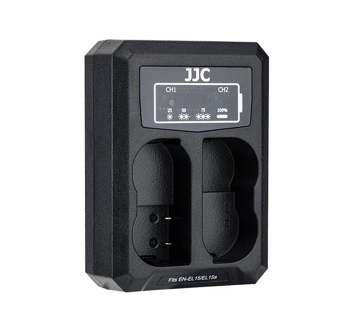 JJC USB-driven dubbel batteriladdare för Nikon EN-EL15, EN-EL15a