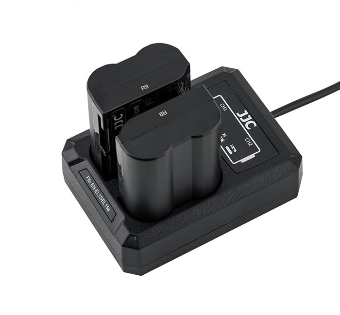JJC USB-driven dubbel batteriladdare för Nikon EN-EL15, EN-EL15a