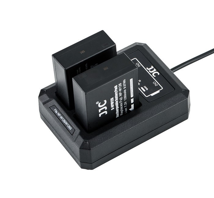  JJC USB-driven dubbel batteriladdare fr Fujifilm NP-W126