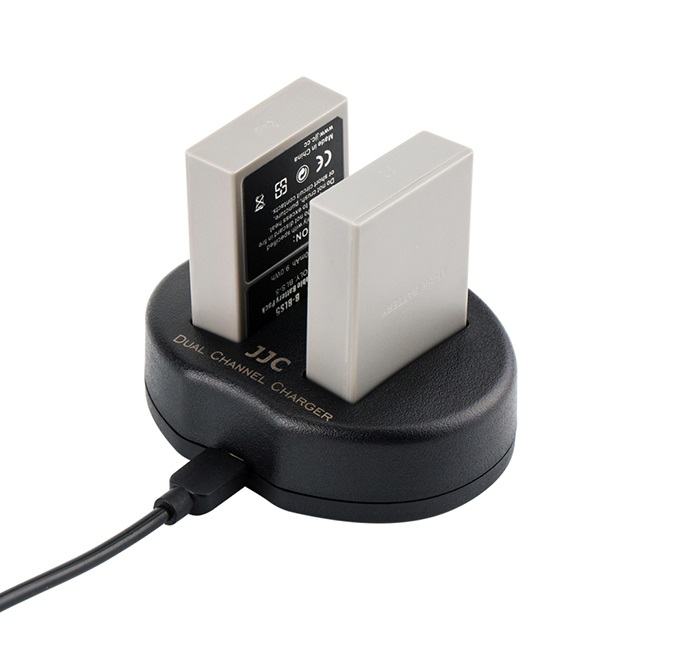 JJC USB-driven dubbel batteriladdare för Olympus BLS-1/BLS-5/BLS-50