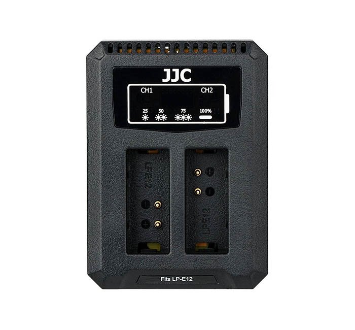  JJC USB-driven dubbel batteriladdare för Canon LP-E12