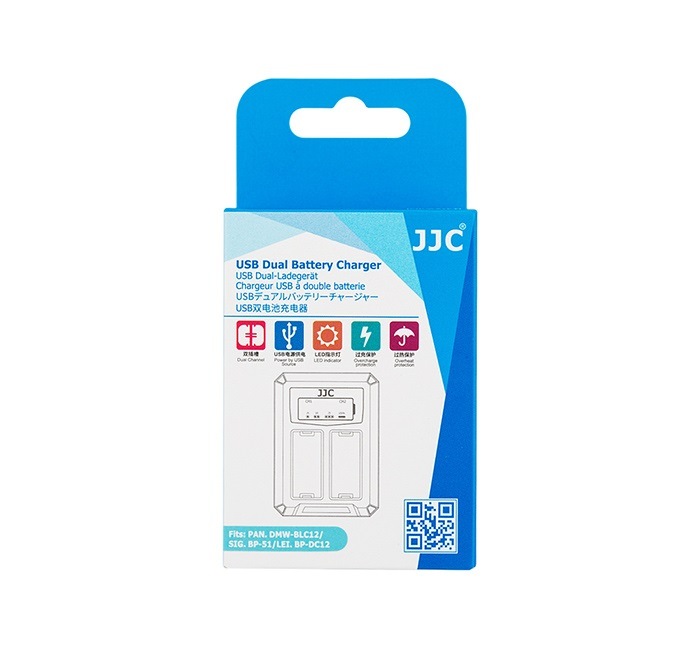  JJC USB-driven dubbel batteriladdare fr Panasonic DMW-BLC12 Leica BP-DC12