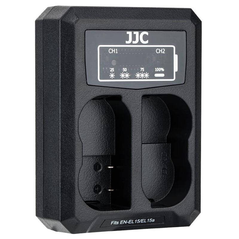  JJC USB-driven dubbel batteriladdare fr Nikon EN-EL15/EL15a/EL15c