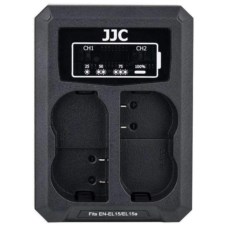  JJC USB-driven dubbel batteriladdare fr Nikon EN-EL15/EL15a/EL15c