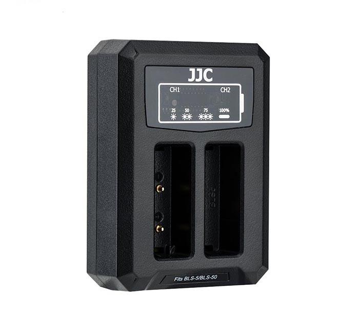  JJC USB-driven dubbel batteriladdare för Olympus BLS-1/BLS-5/BLS-50