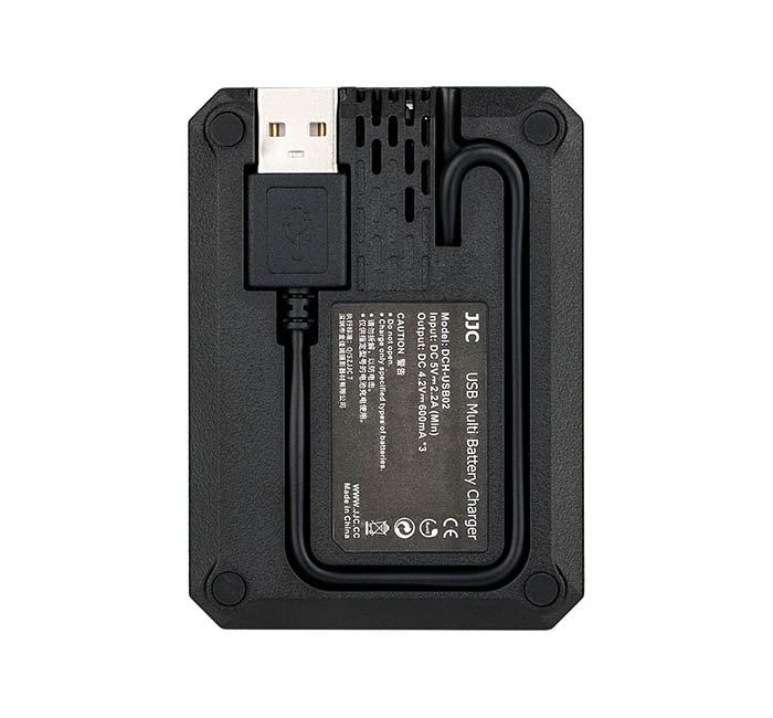  JJC USB-driven trippel batteriladdare fr Ricoh DB-110, Olympus LI-90B