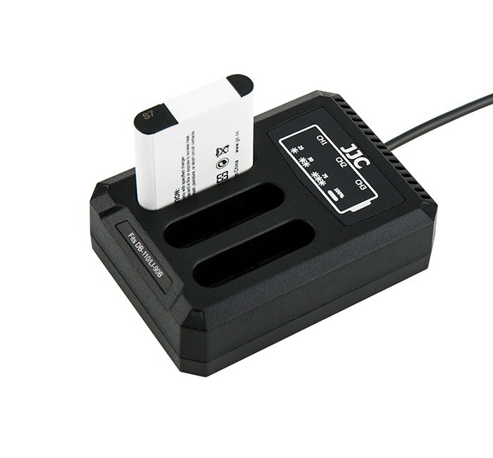  JJC USB-driven trippel batteriladdare fr Ricoh DB-110, Olympus LI-90B