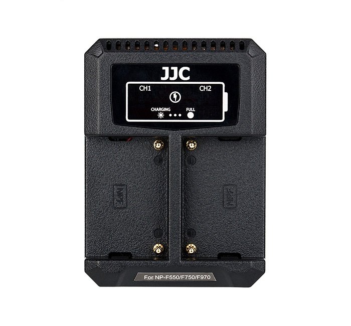  JJC USB-driven dubbel batteriladdare fr Sony NP-F550/F750/F970/FM50/FM500H