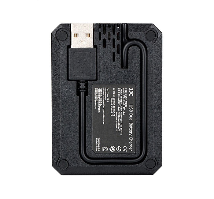  JJC USB-driven dubbel batteriladdare fr Sony NP-F550/F750/F970/FM50/FM500H