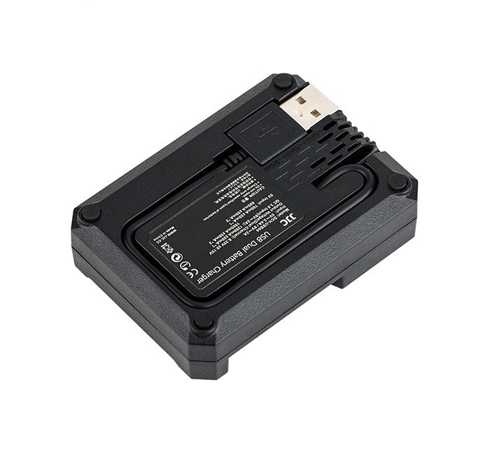  JJC USB-driven dubbel batteriladdare fr Sony NP-F550/F750/F970/FM50/FM500H